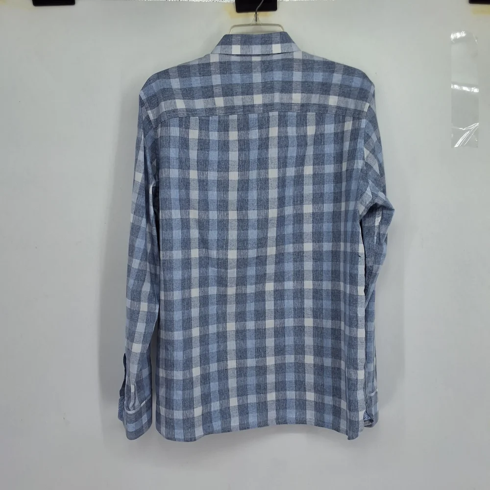 Johnston & Murphy Men's Blue and White Checkered Shirt - Picture 5 of 5
